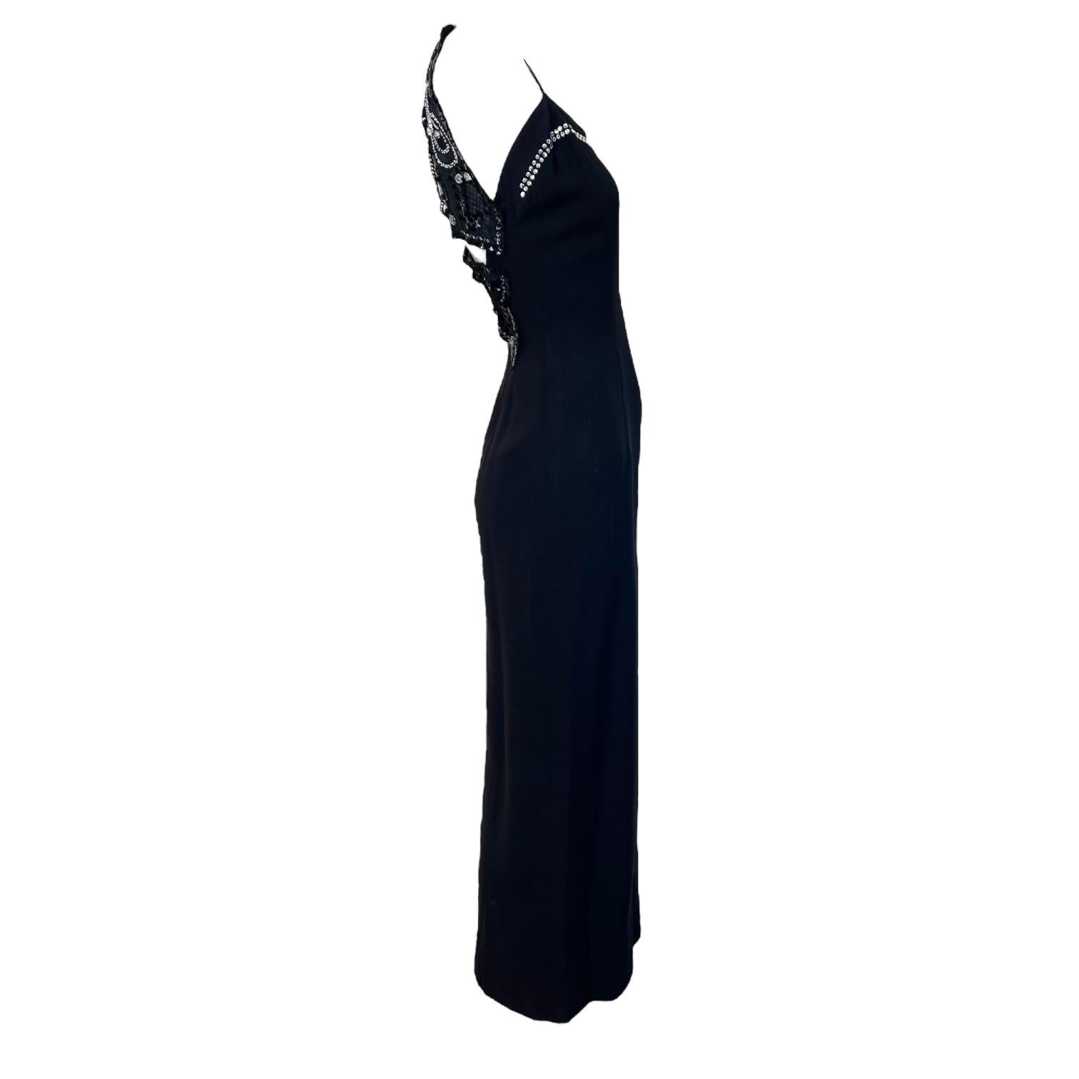 Robe de soirée noire à dos papillon Louis Feraud 1990 Excellent état - En vente à Los Angeles, CA