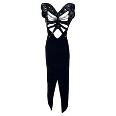 Robe de soirée noire à dos papillon Louis Feraud 1990