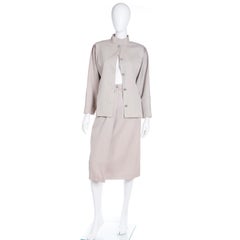 Louis Feraud 2 Piece Tan Jacket & Wrap Skirt Suit