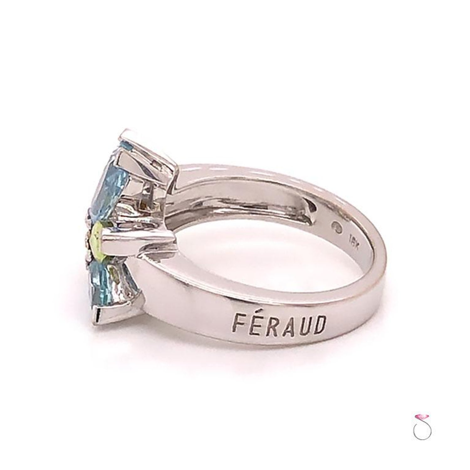 Louis Feraud Aquamarine and Peridot Cluster Ring For Sale at 1stDibs