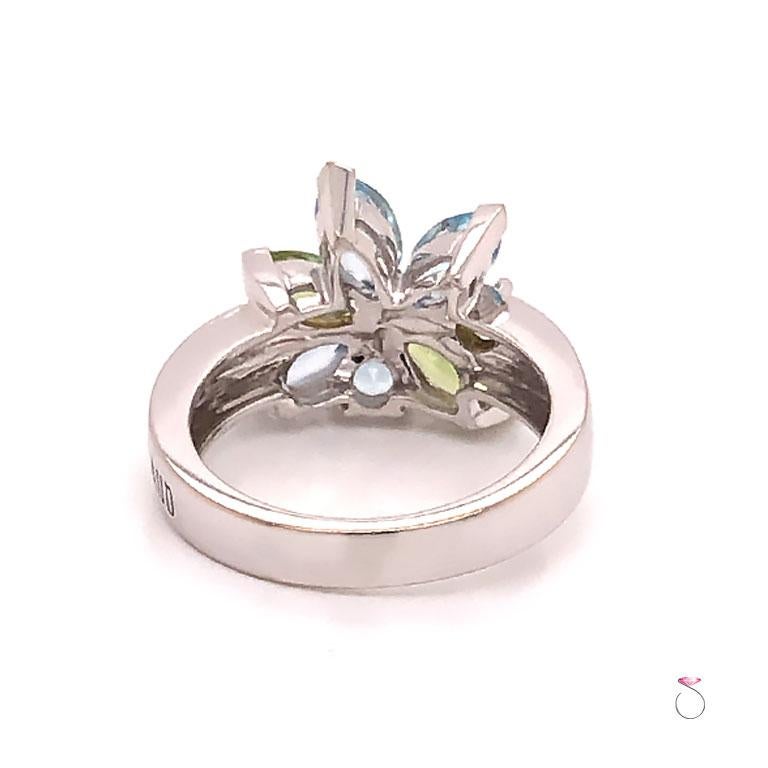 Cluster-Ring mit Aquamarin und Peridot von Louis Feraud Damen im Angebot