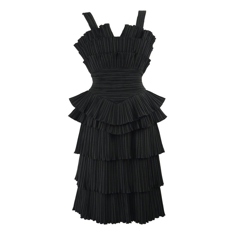 Louis Feraud Architectural Vintage Accordion Pleated Tiered Party Dress ...