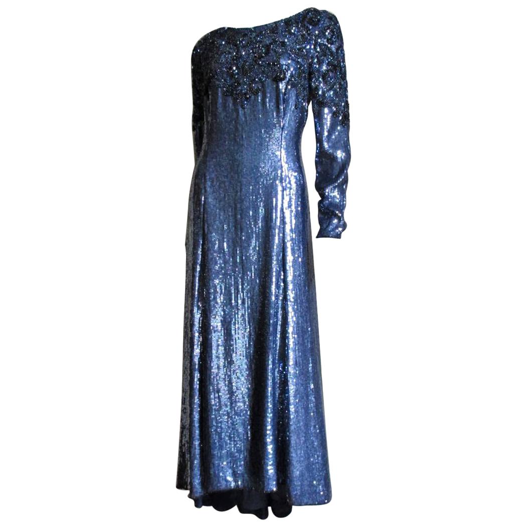 Louis Feraud Beaded Silk Gown 1980s