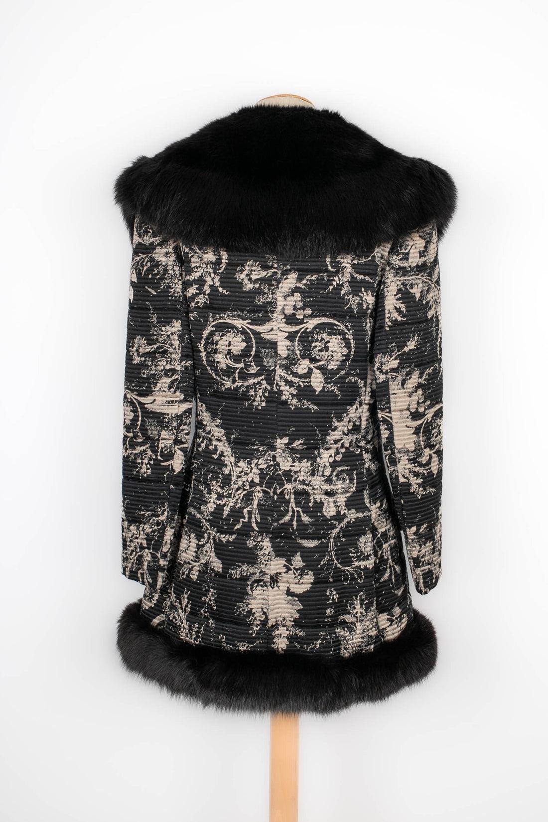 Louis Feraud Abrigo de brocado blanco y negro Alta Costura, 1980 Negro en venta