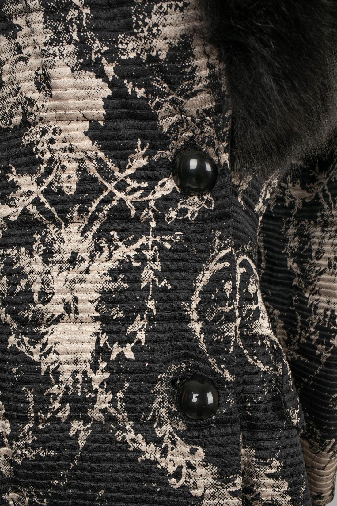 Louis Feraud Black and White Brocade Coat Haute Couture, 1980 For Sale 2