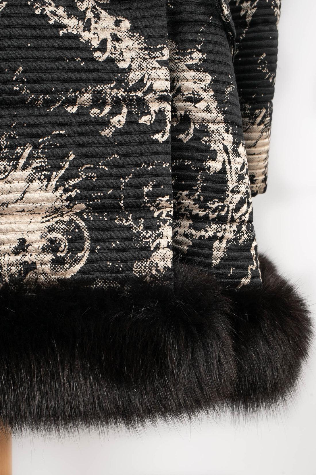 Louis Feraud Black and White Brocade Coat Haute Couture, 1980 For Sale 3