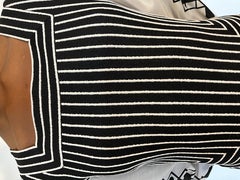 Louis Feraud  black and white visual illusion tailored maxi dress. Circa 1970