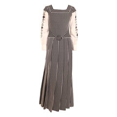 Louis Feraud  black and white visual illusion tailored maxi dress. Circa 1970