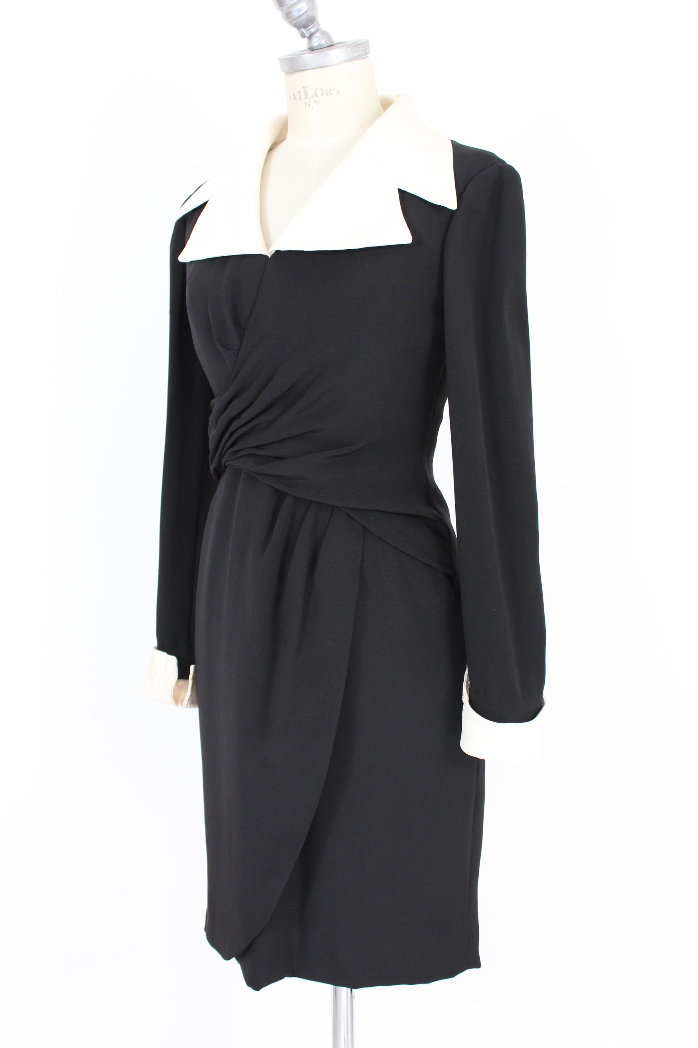 Louis Feraud Black Beige Silk Sheath Dress In Excellent Condition In Brindisi, Bt