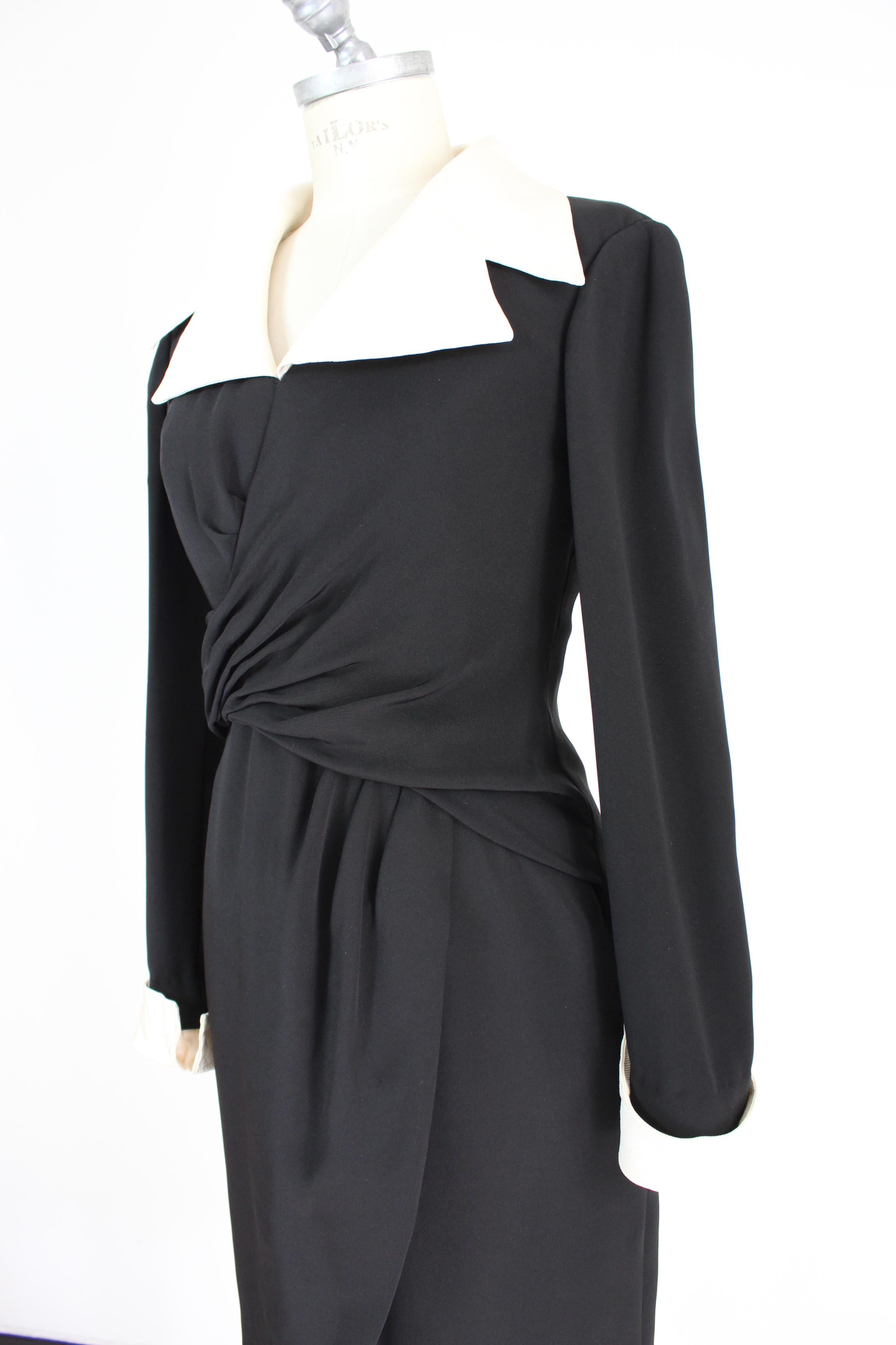 Women's Louis Feraud Black Beige Silk Sheath Dress
