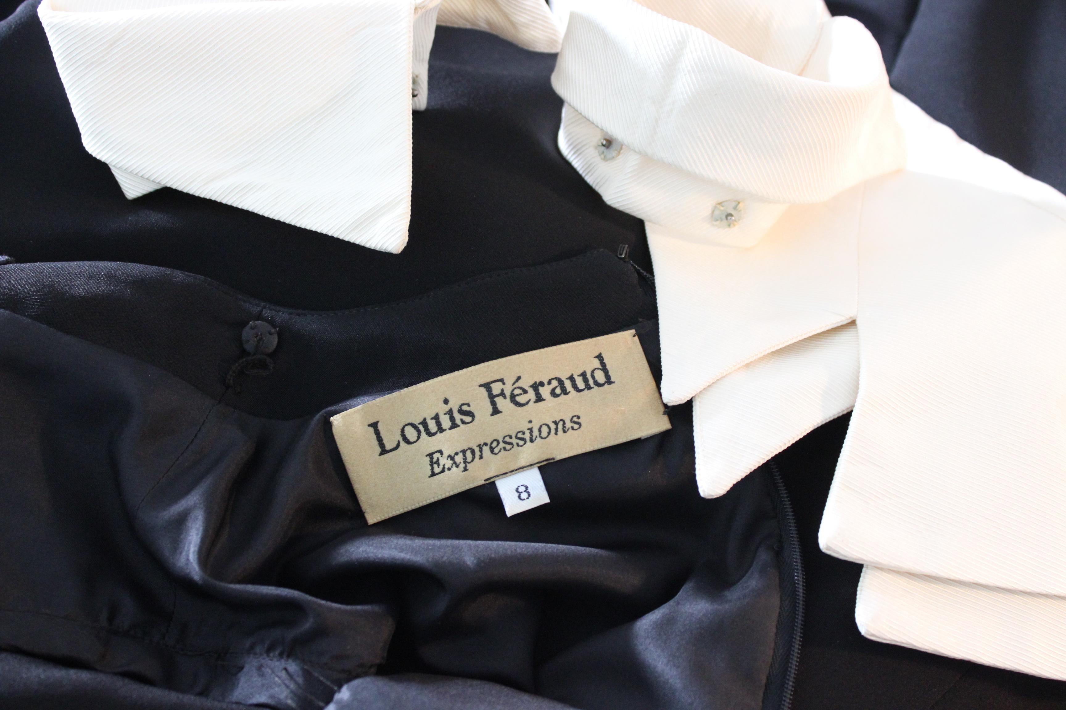 Louis Feraud Black Beige Silk Sheath Dress 2