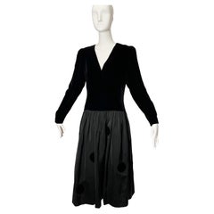 Vintage Louis Feraud Black Polka Dot Dress 