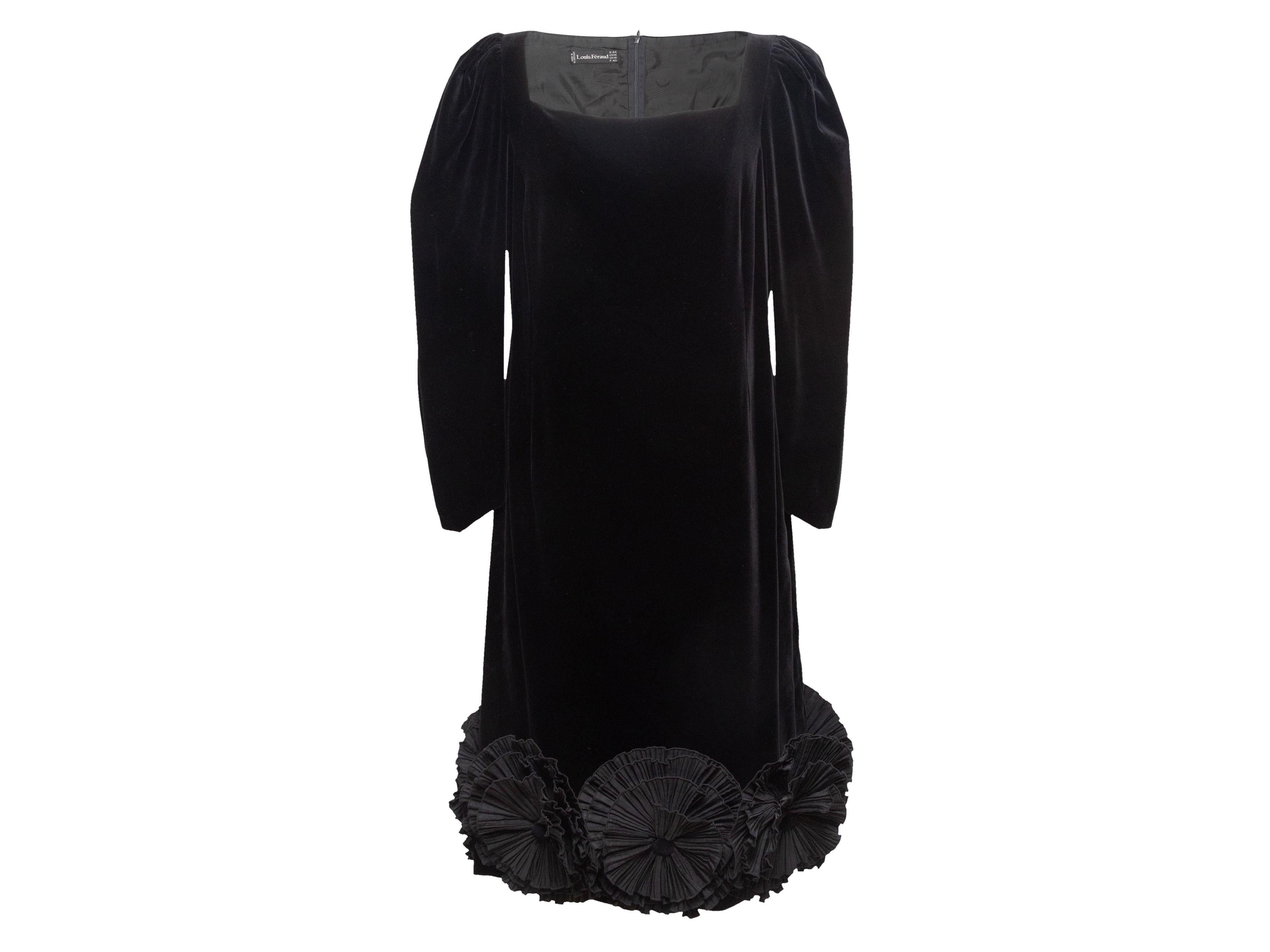 Women's Louis Feraud Black Velvet Rosette-Accented Cocktail Dress