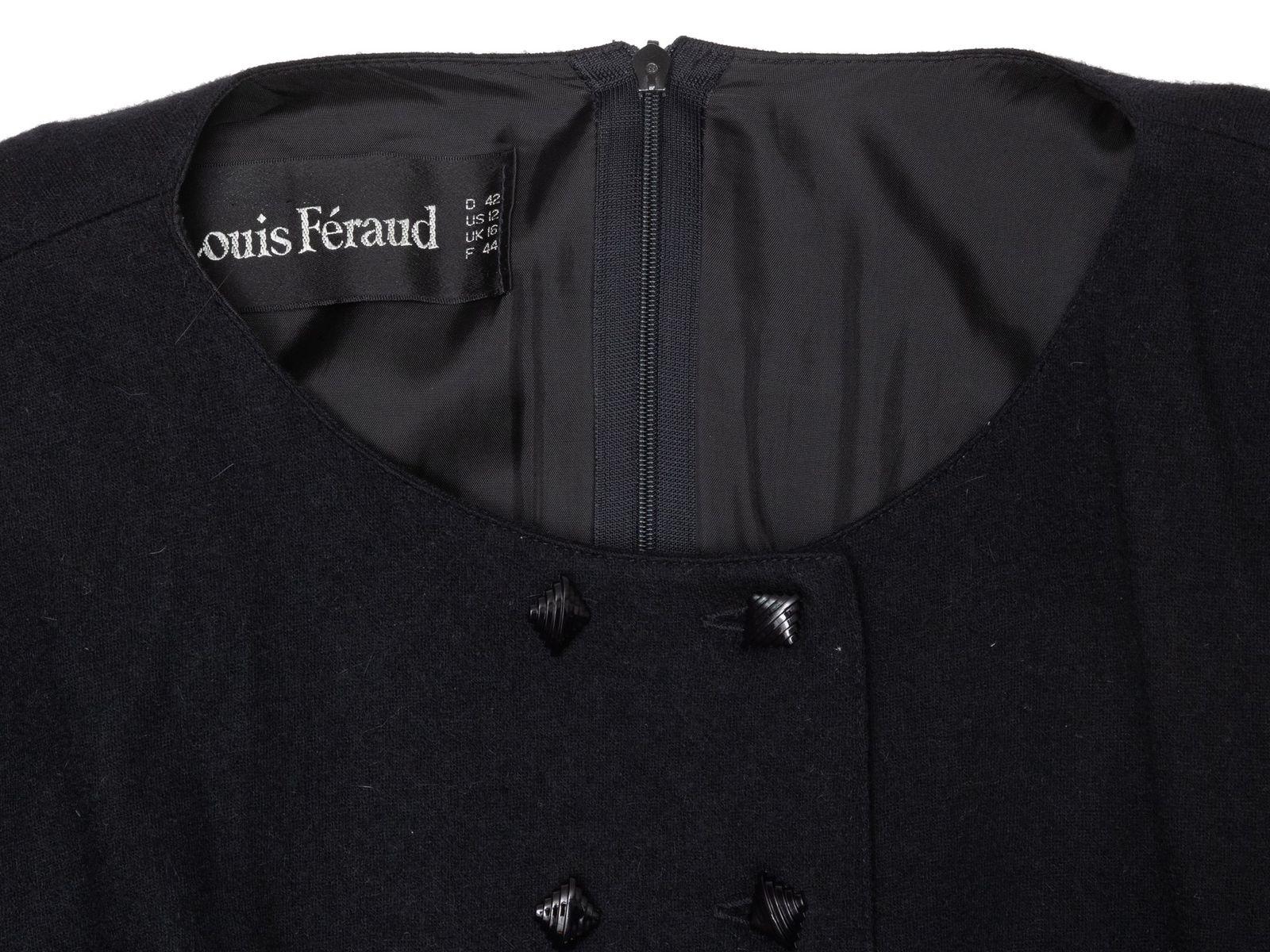 Louis Feraud Black Wool Embroidered Dress 1