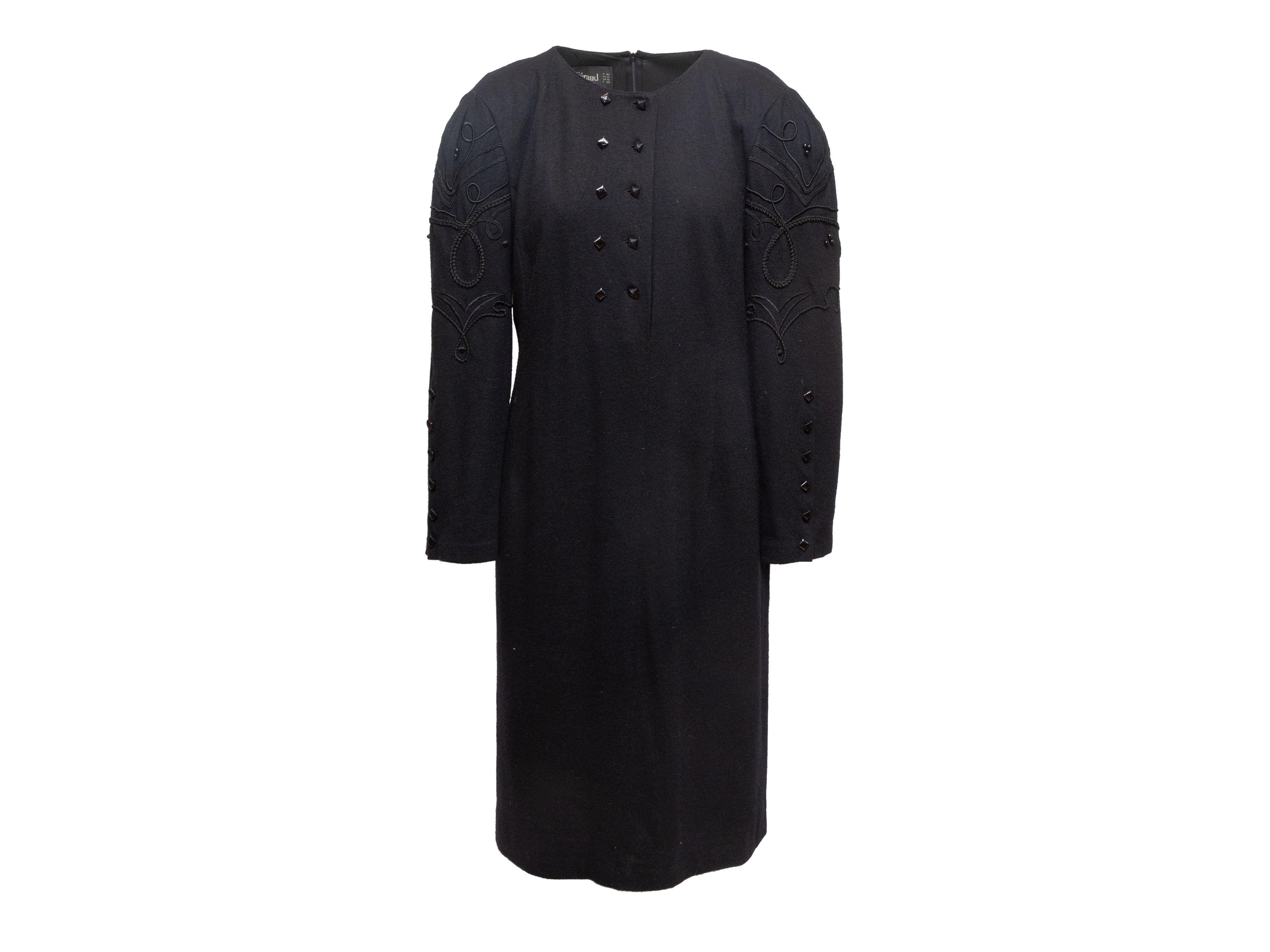 Louis Feraud Black Wool Embroidered Dress 2