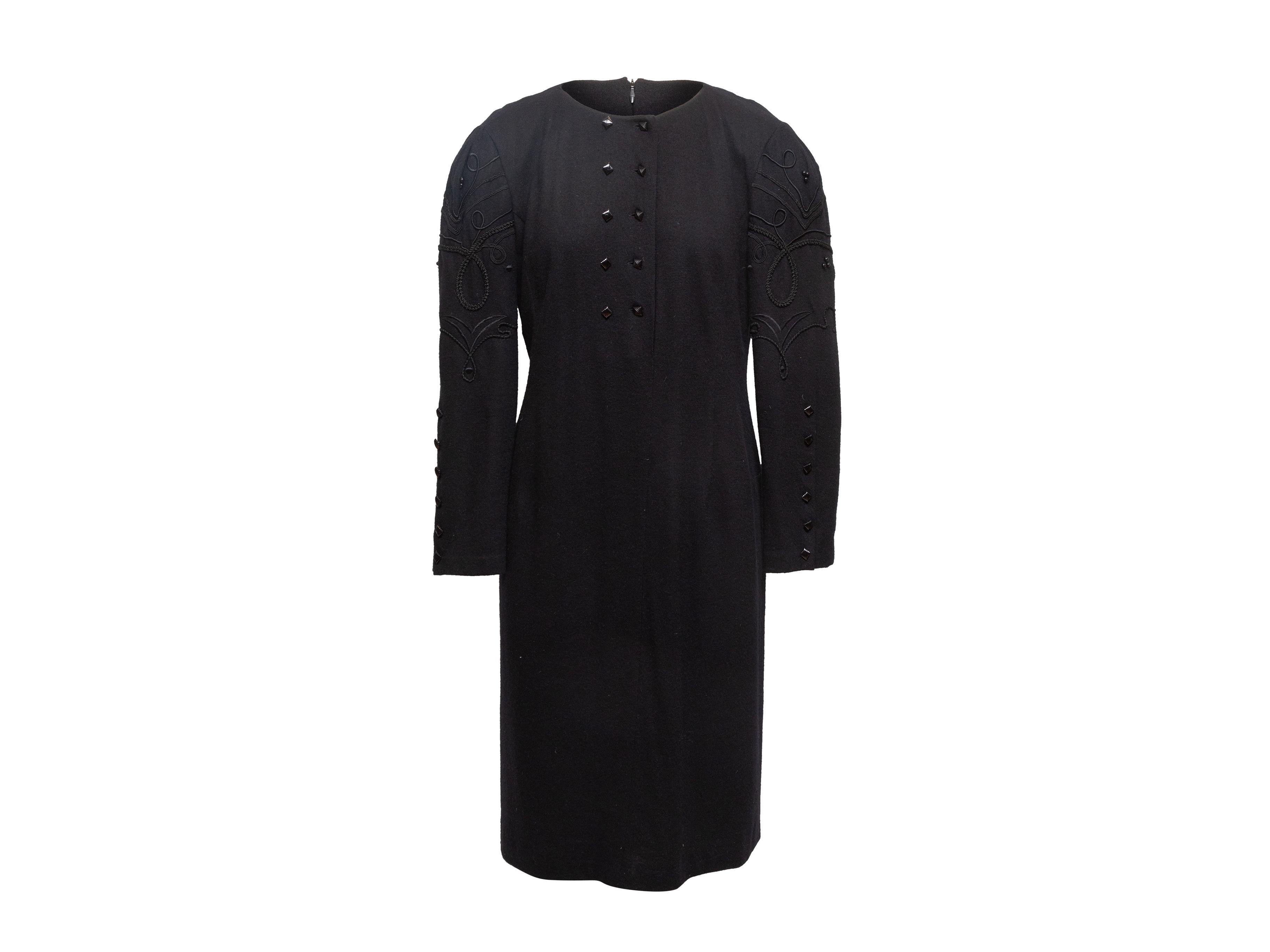 Louis Feraud Black Wool Embroidered Dress 3