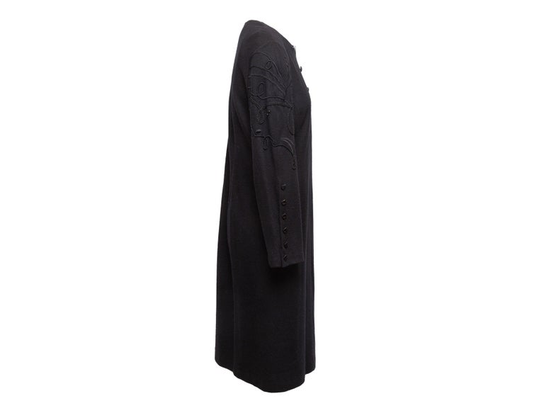Louis Feraud Black Wool Embroidered Dress For Sale at 1stDibs