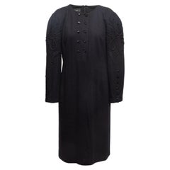 Louis Feraud Black Wool Embroidered Dress
