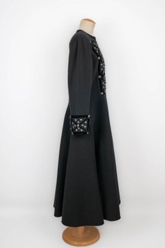 Louis Feraud Black Woollen Cloth Coat Haute Couture, 1978/1982