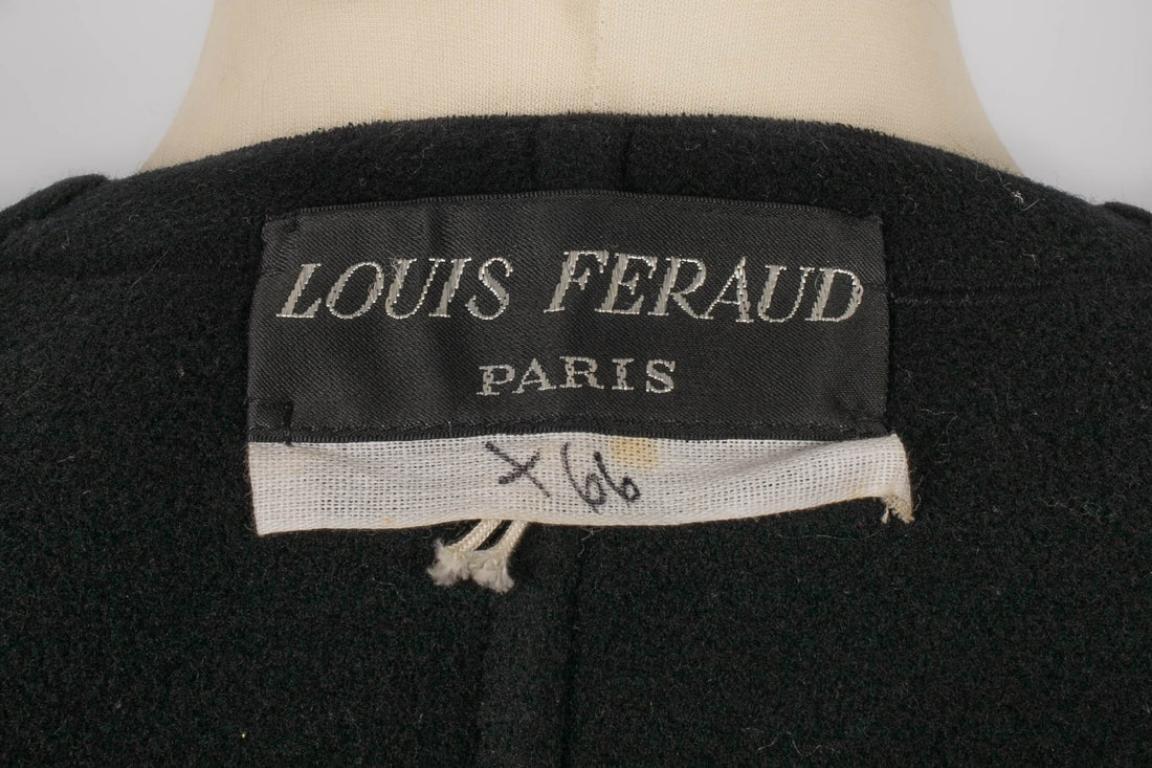 Schwarzer Haute Couture-Stoffmantel aus Wolle von Louis Feraud, 1978/1982 im Angebot 5