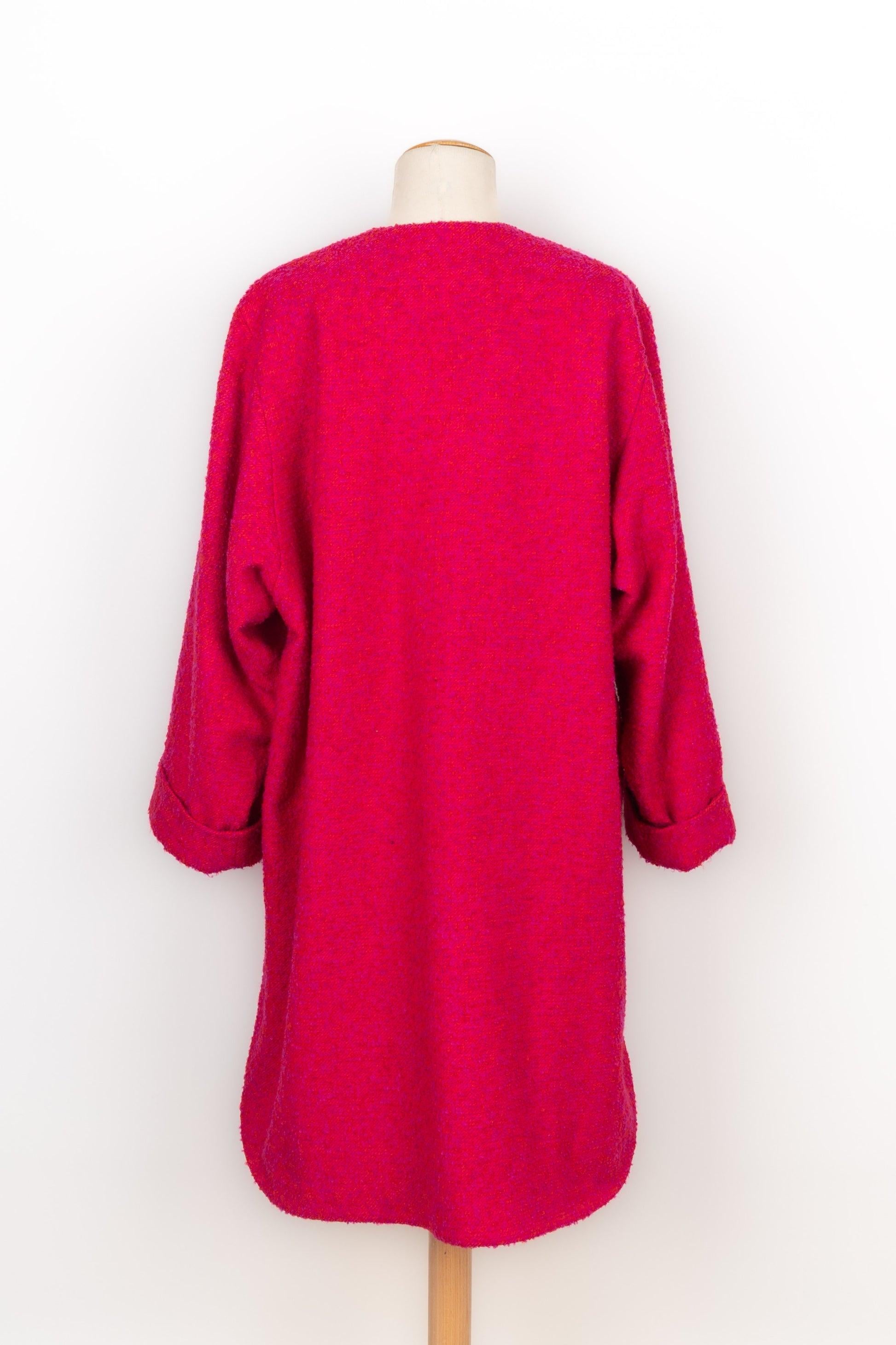 Red Louis Feraud Blended Mohair and Wool Coat For Sale