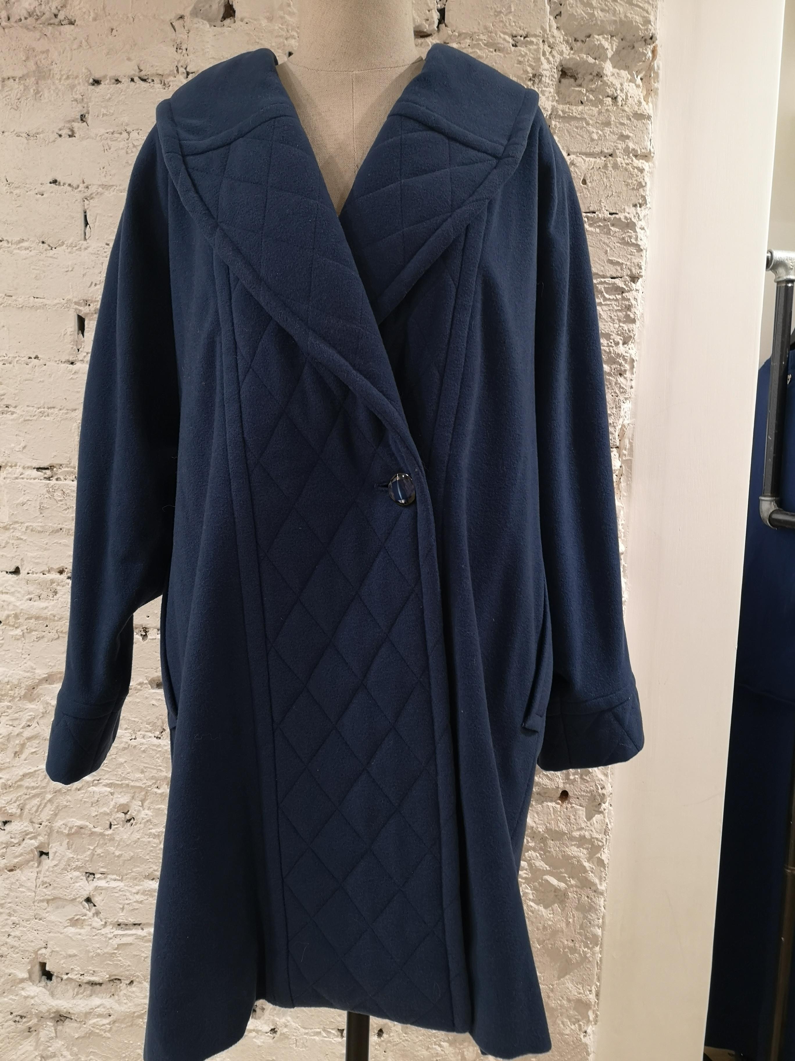 Black Louis Feraud blue wool coat For Sale