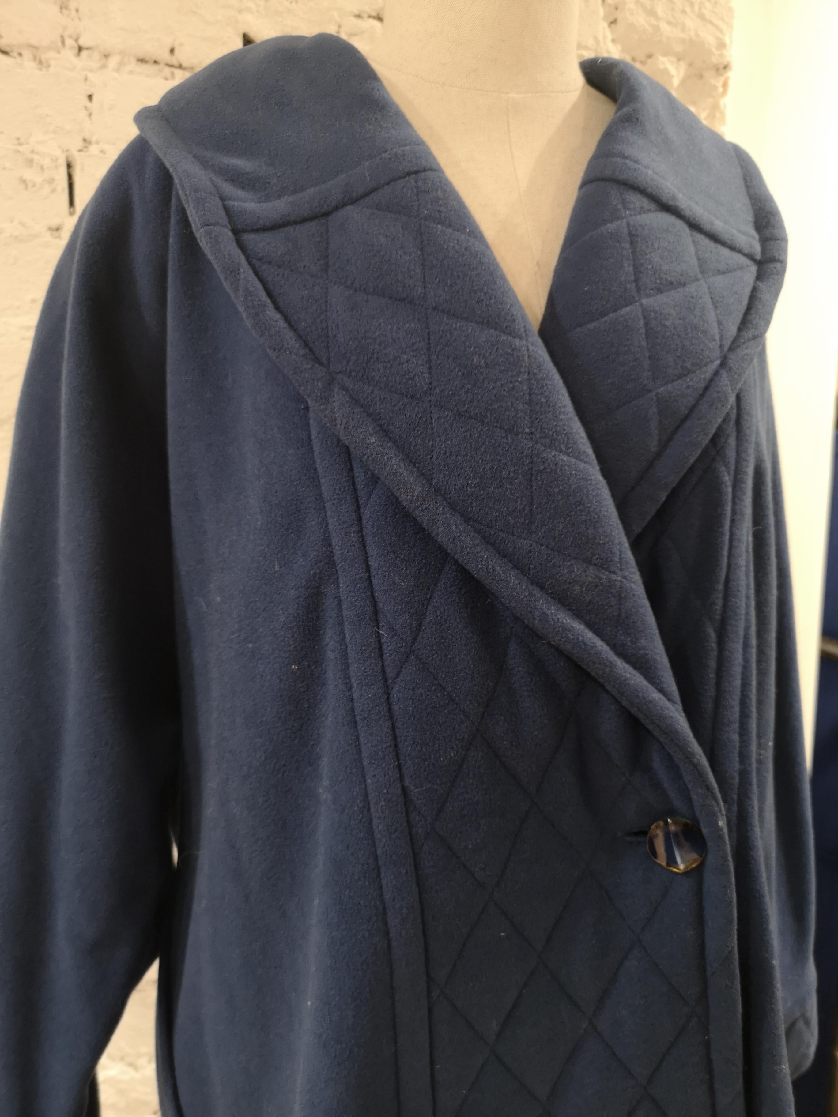 Louis Feraud blue wool coat In Good Condition For Sale In Capri, IT