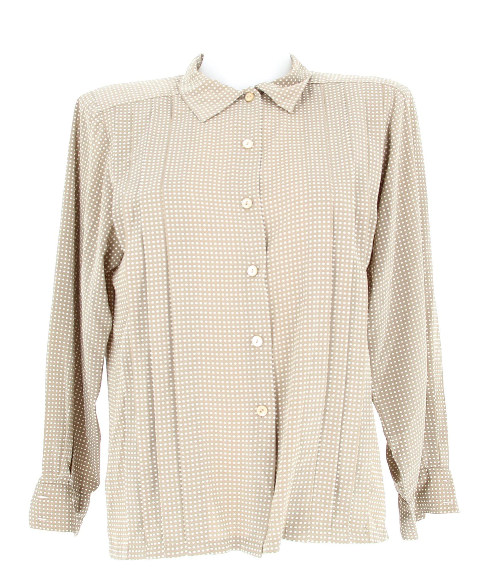 Louis Féraud Brown Shirt with White Spots in Size 38 For Sale at 1stDibs
