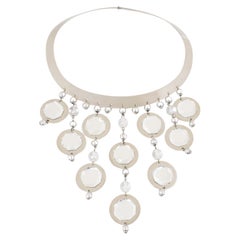 Louis Feraud Chrome and Mirror Collar Necklace