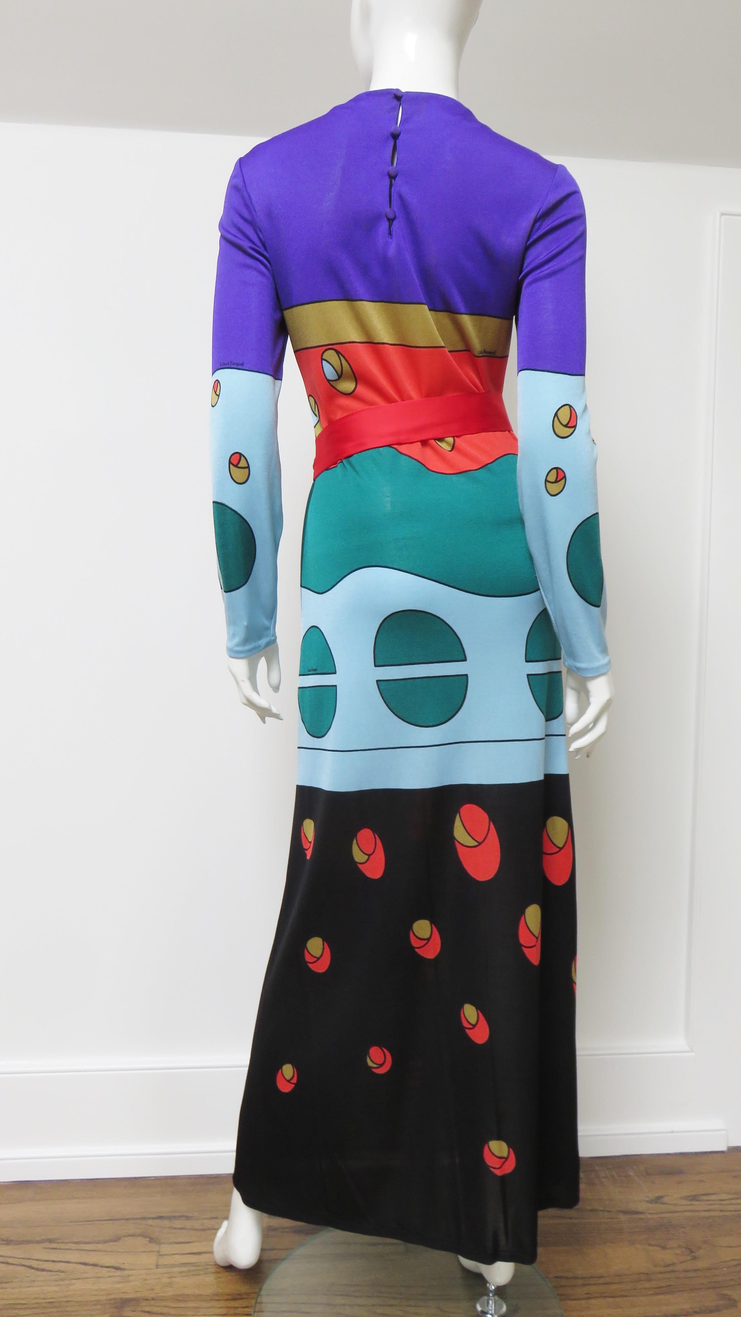  Louis Feraud Color Block Maxi Dress 1970s 8
