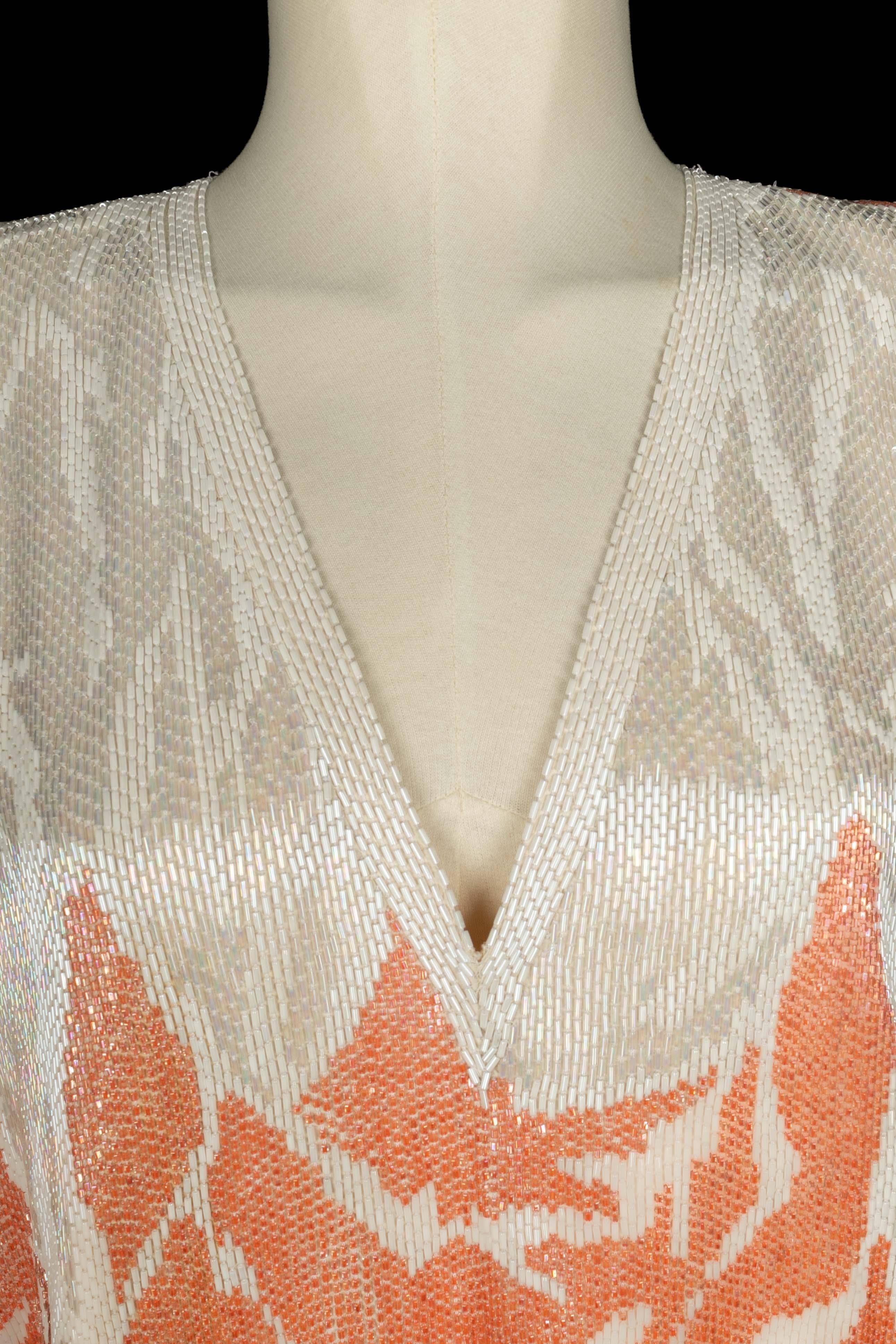 Bianco Louis Féraud top corallo e perle bianche Haute Couture in vendita