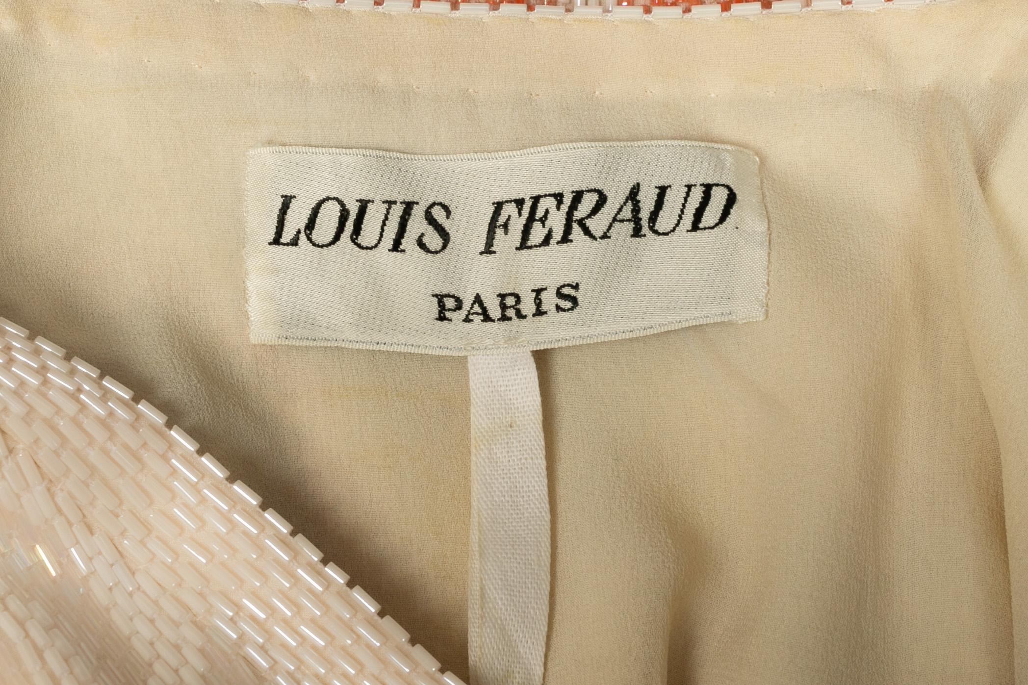 Louis Féraud top corallo e perle bianche Haute Couture in vendita 3