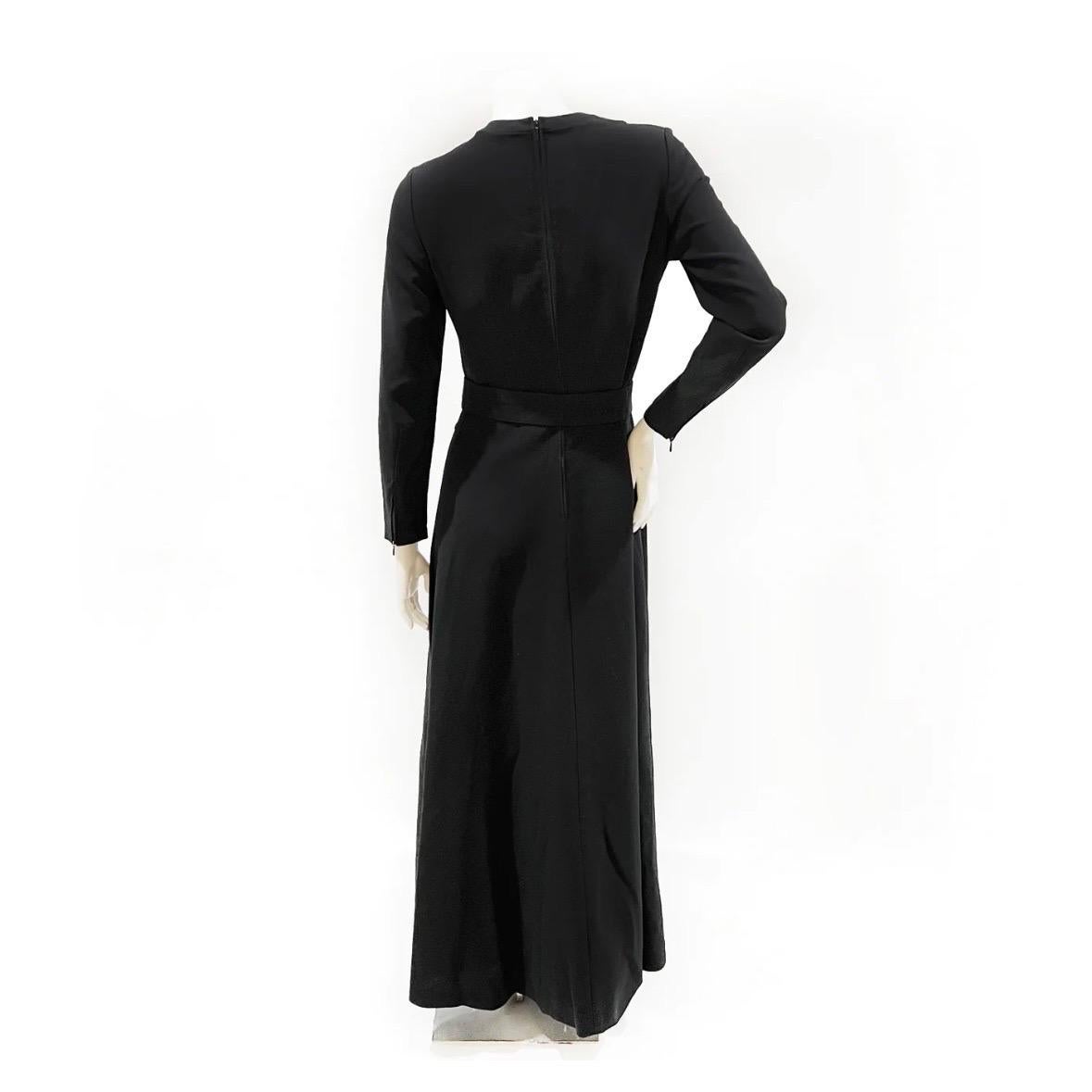Black Louis Féraud Decorative Cutout Neckline Dress 1974 For Sale