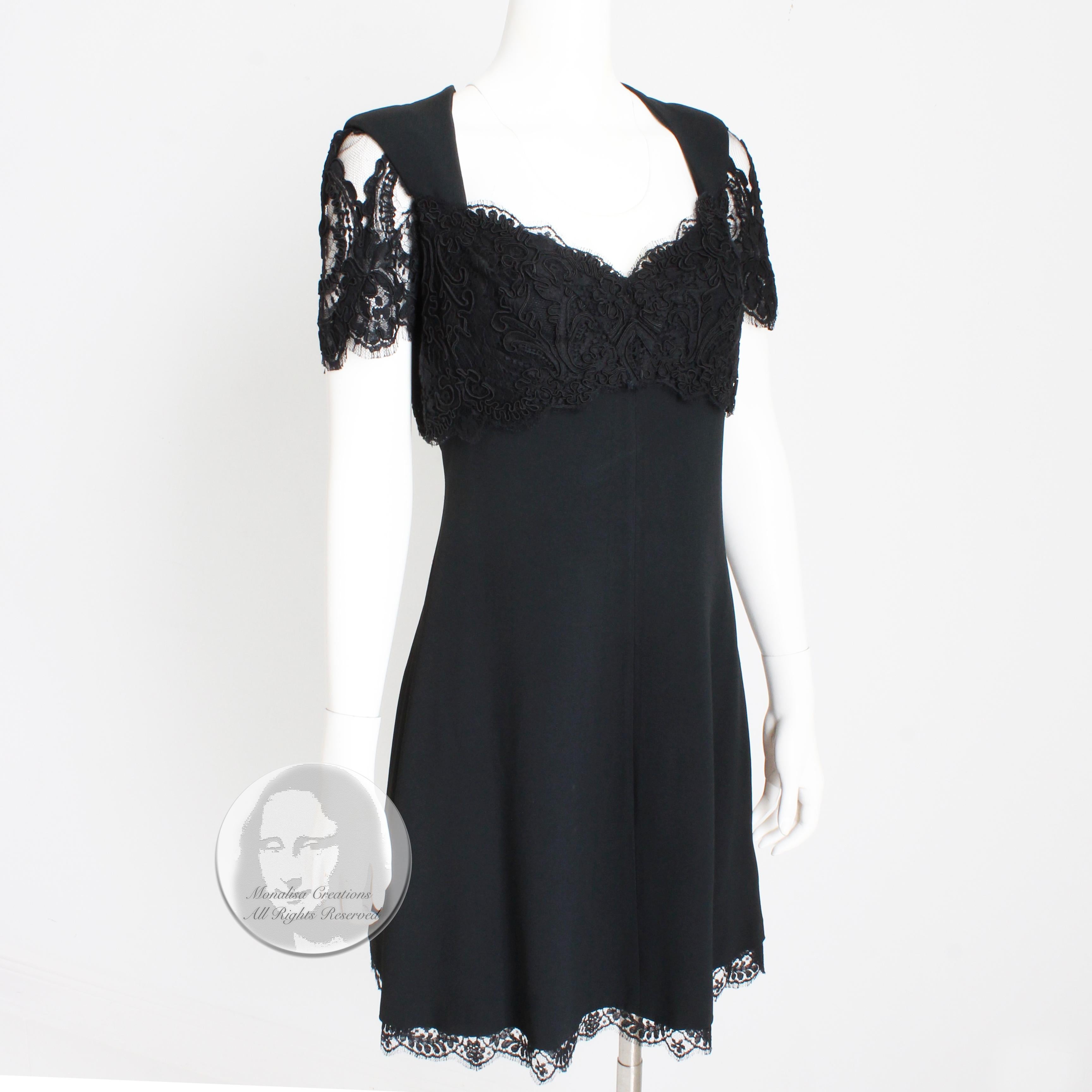 Women's or Men's Louis Feraud Dress Black Lace Cocktail Little Black Dress Evening Party Vintage 