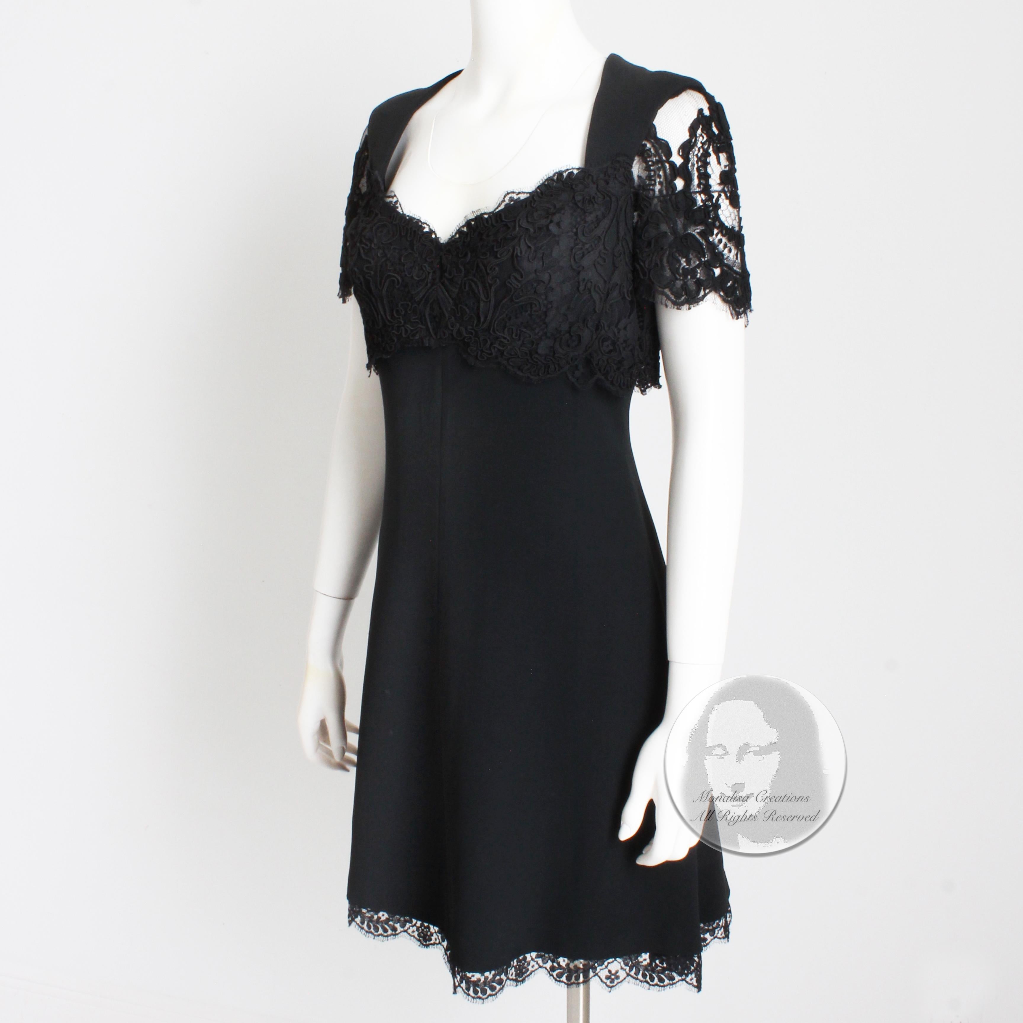 Louis Feraud Dress Black Lace Cocktail Little Black Dress Evening Party Vintage  1