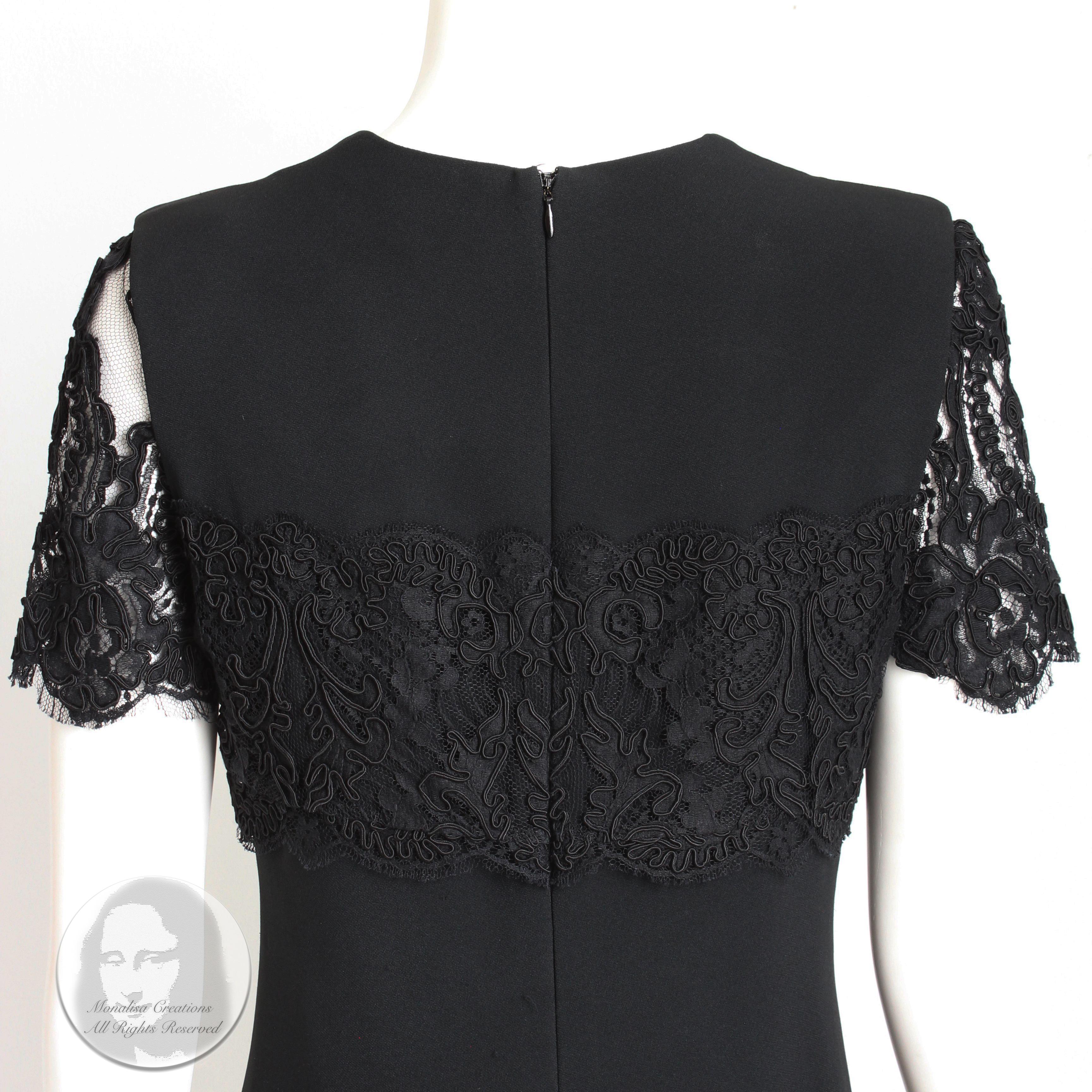 Louis Feraud Dress Black Lace Cocktail Little Black Dress Evening Party Vintage  For Sale 4