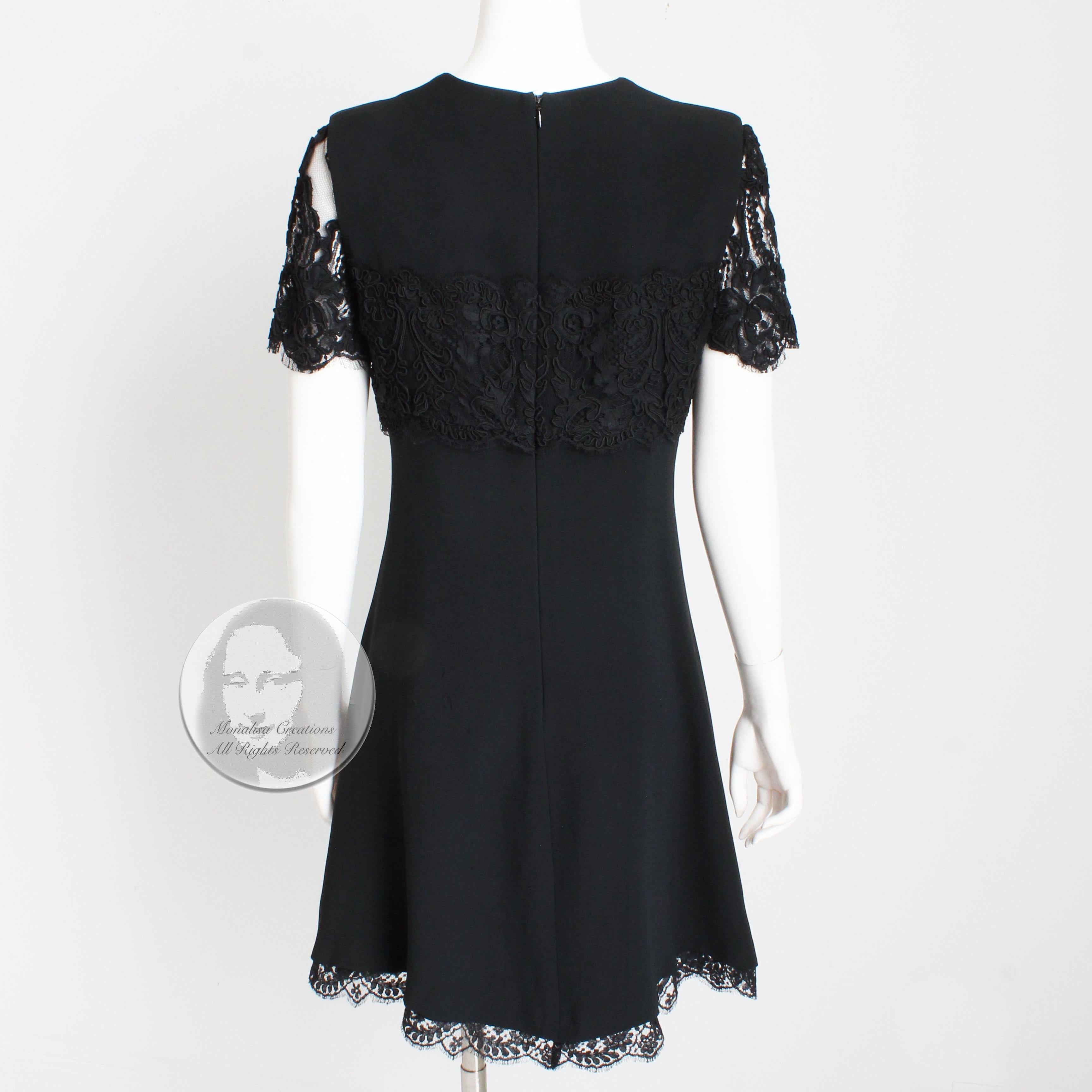 Louis Feraud Dress Black Lace Cocktail Little Black Dress Evening Party Vintage  For Sale 5
