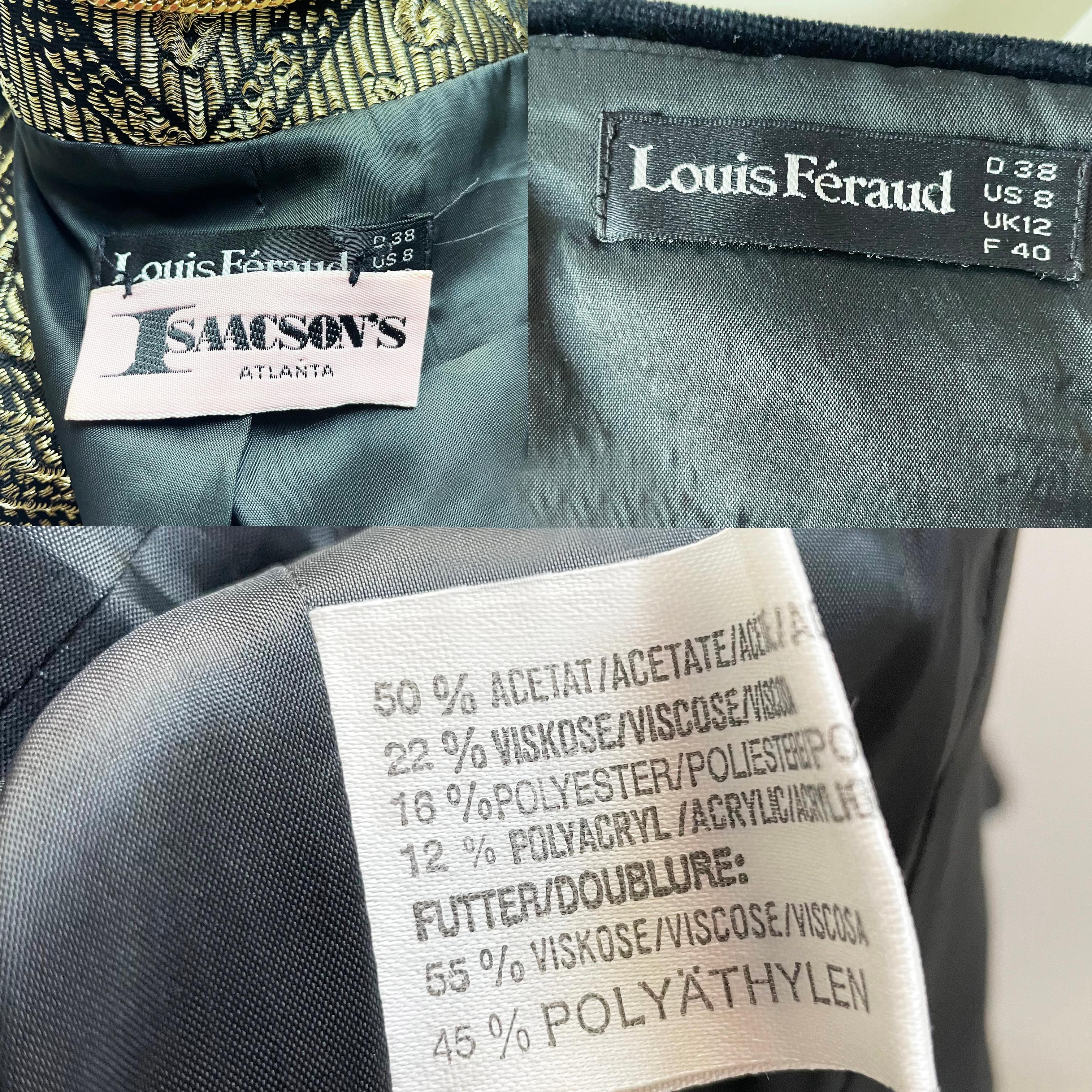 Robe de soirée et veste 2 pièces de Louis Feraud en brocart métallique doré vintage des années 90  en vente 9