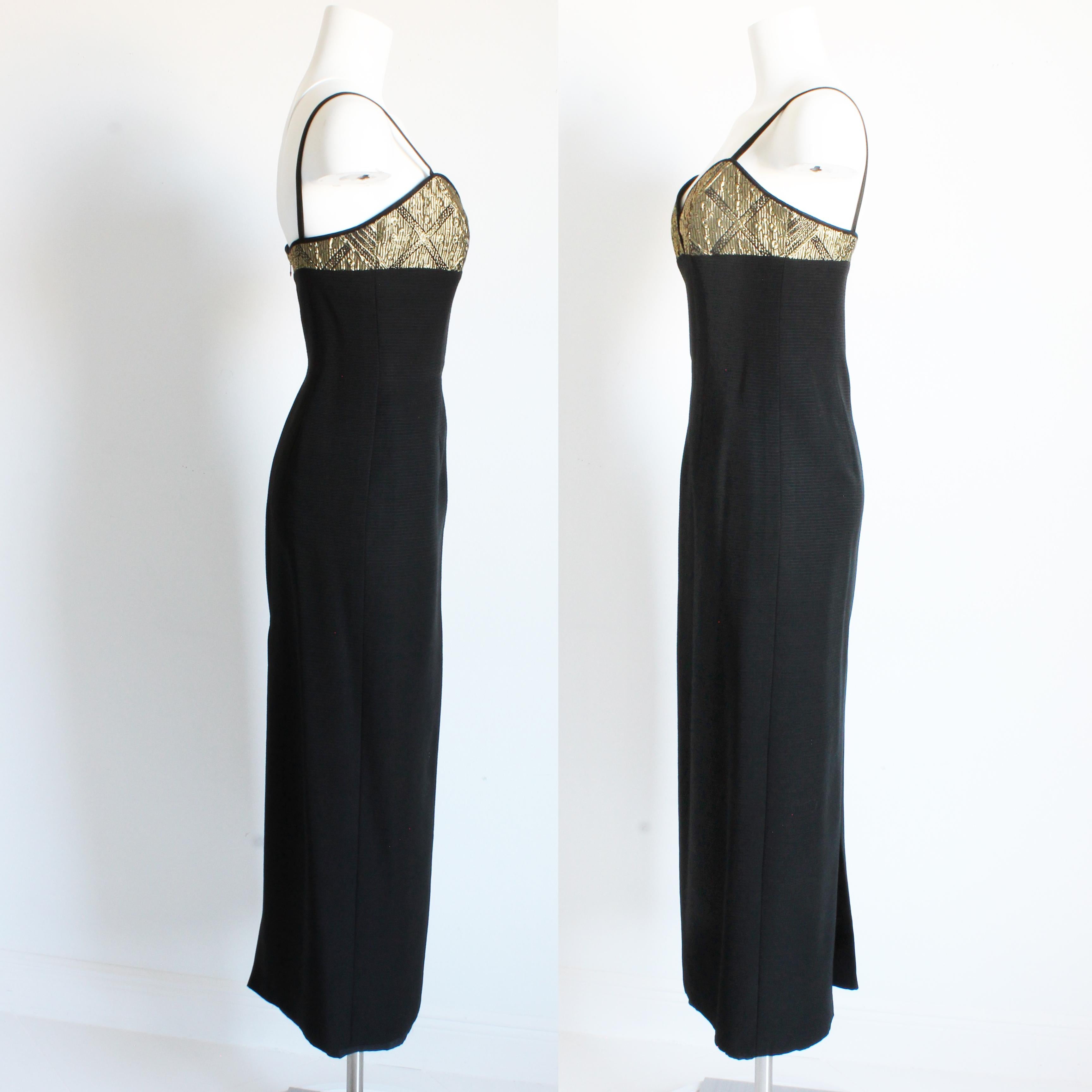 Louis Feraud Evening Gown and Jacket 2pc Long Gold Metallic Brocade Vintage 90s For Sale 2
