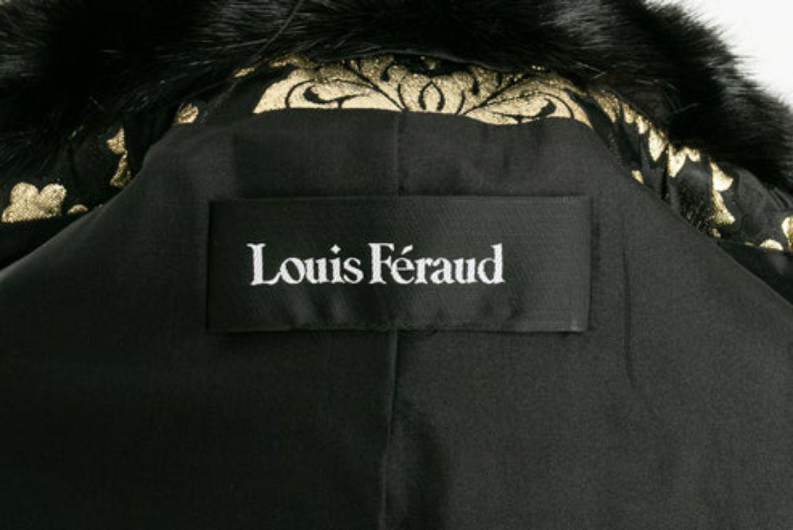 Louis Féraud Evening Silk Coat in Black and Gold, Size 36FR 5