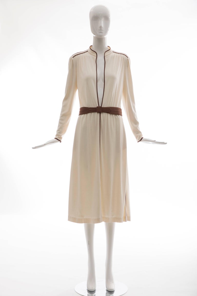 Louis Feraud Cream Cotton Jersey Dress With Deep V Neckline, Circa ...
