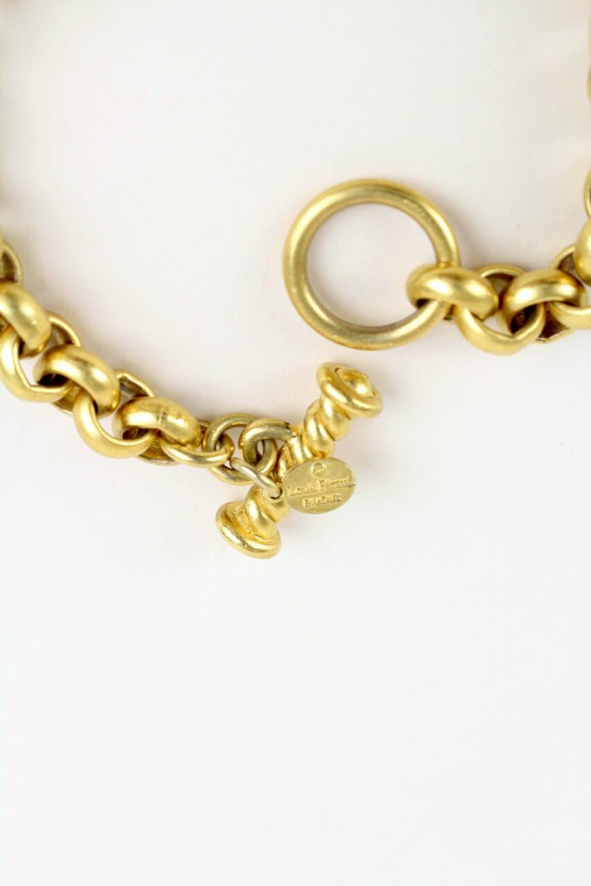 LOUIS FERAUD Gold Tone Rhinestone Filled Charm Letters Necklace & Bracelet Set For Sale 7