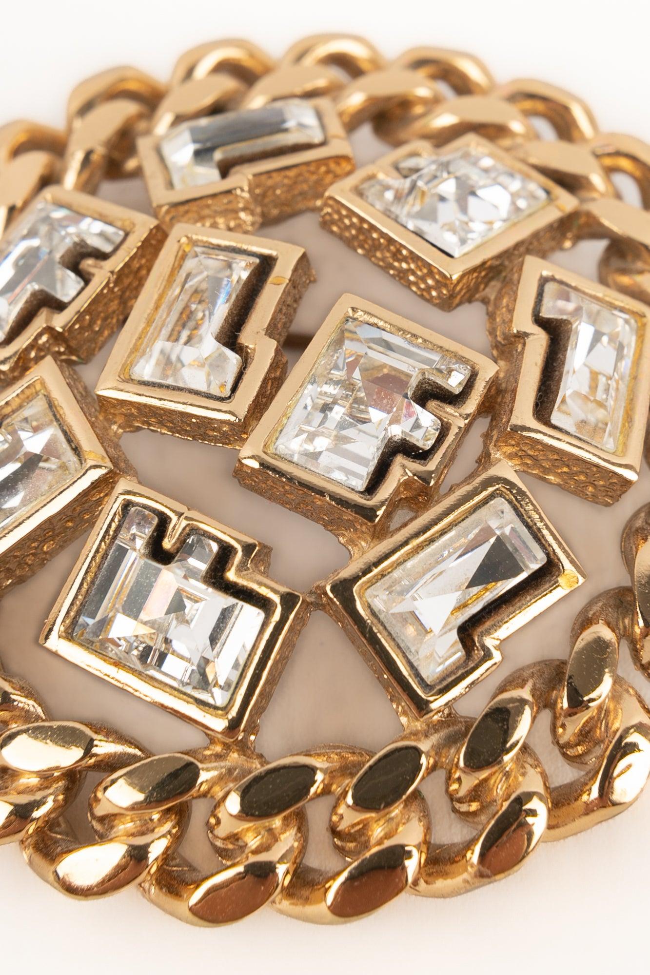 Women's Louis Feraud Golden Metal Brooch For Sale