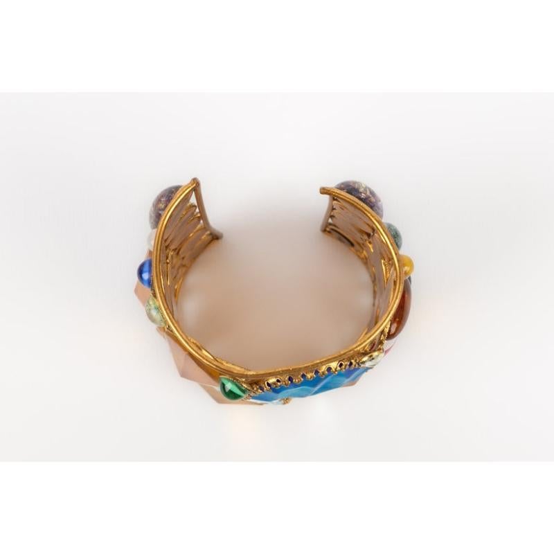 Louis Féraud Golden Openwork Metal Cuff Bracelet For Sale 2