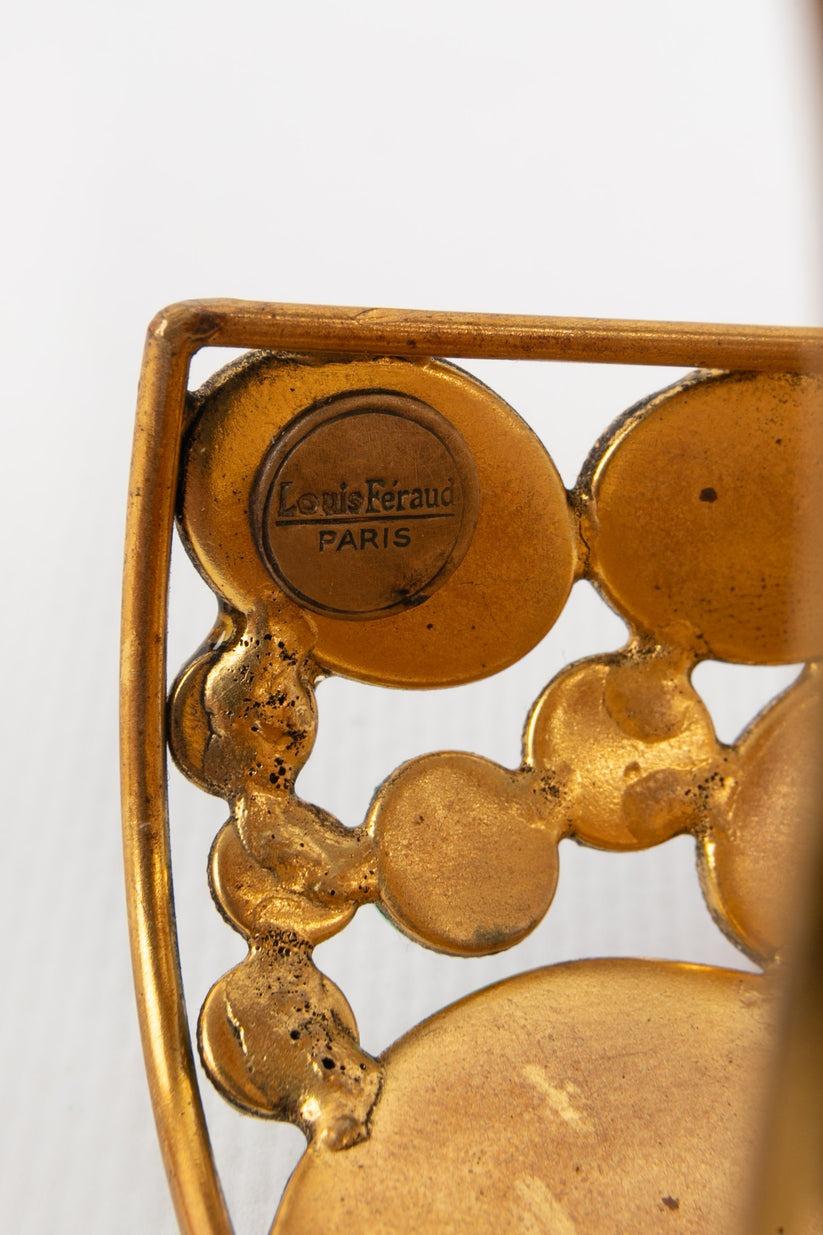 Louis Féraud - Bracelet manchette en métal ajouré doré en vente 5