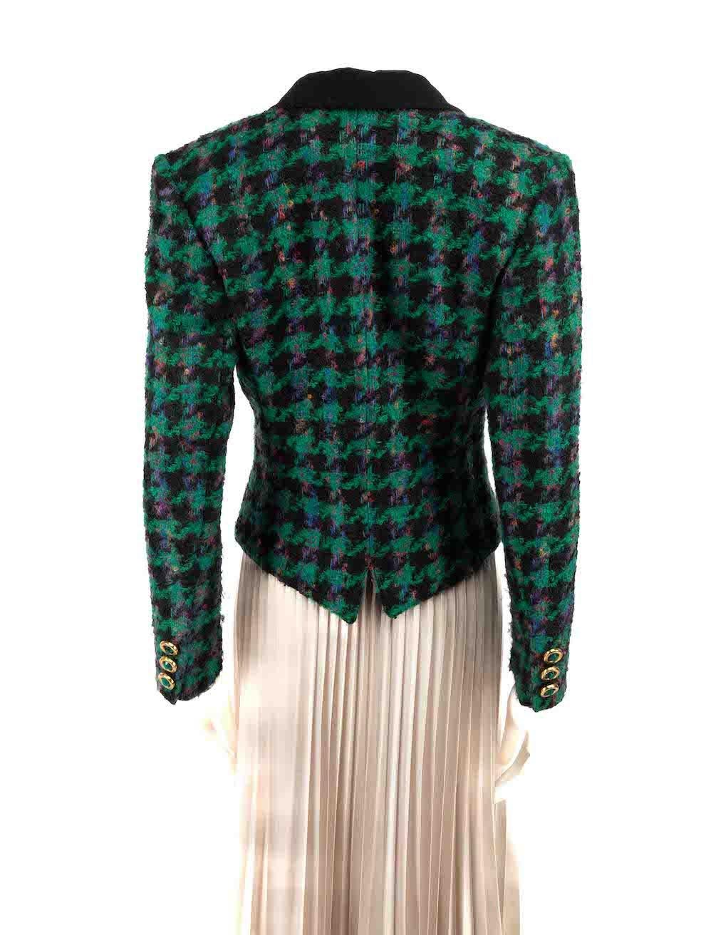 Louis Féraud Green Mohair Tartan Pattern Blazer Size S In Good Condition In London, GB