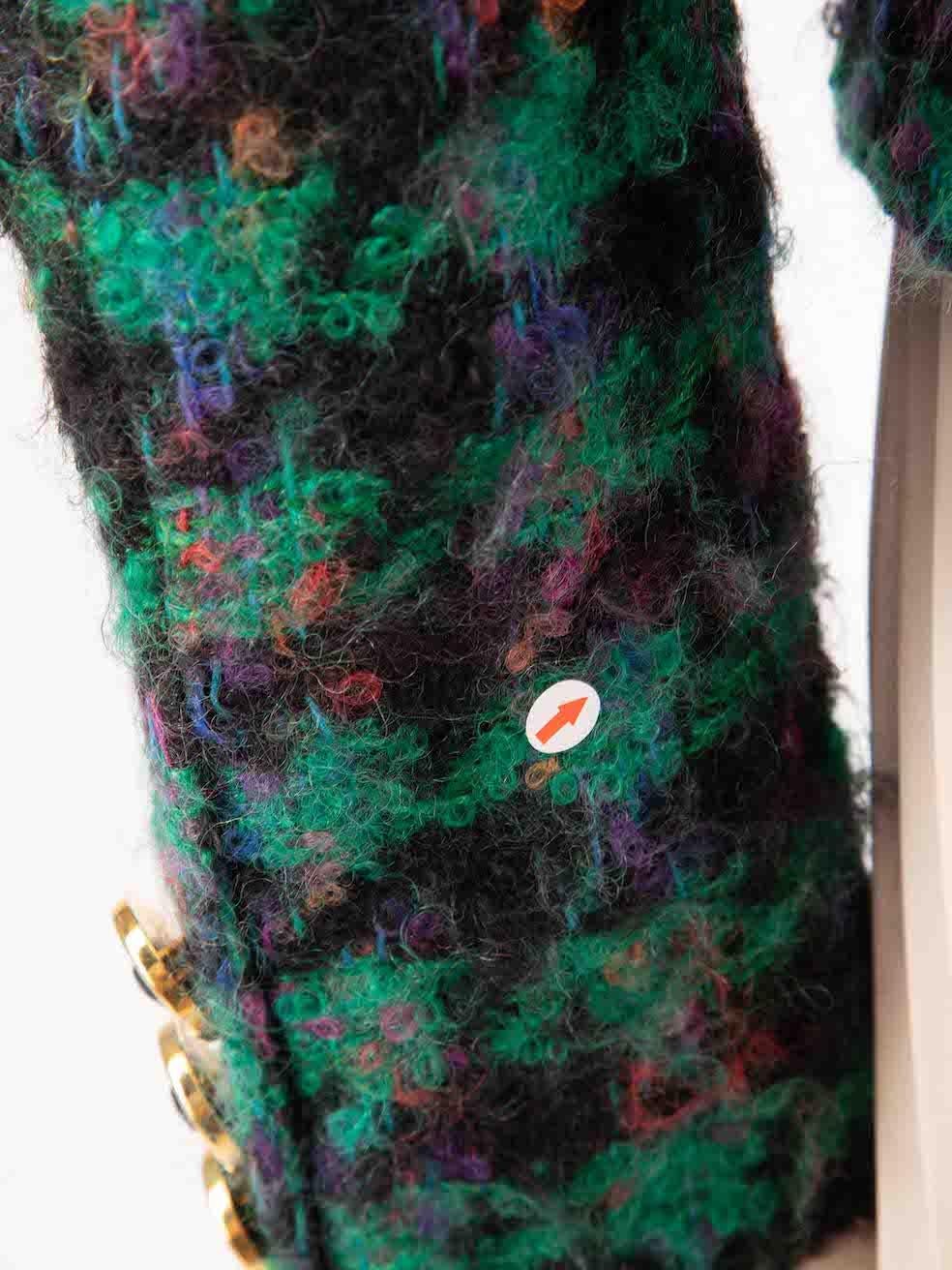 Women's Louis Féraud Green Mohair Tartan Pattern Blazer Size S