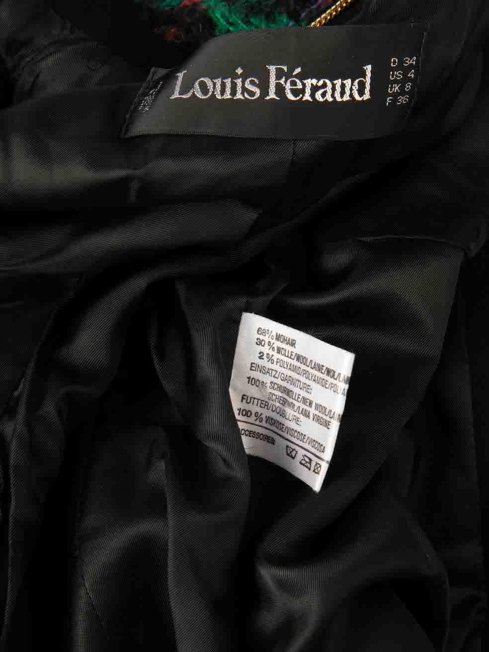 Louis Féraud Green Mohair Tartan Pattern Blazer Size S 2
