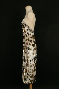 Louis Féraud Haute Couture Dress in Muslin Embroidered with Sequins