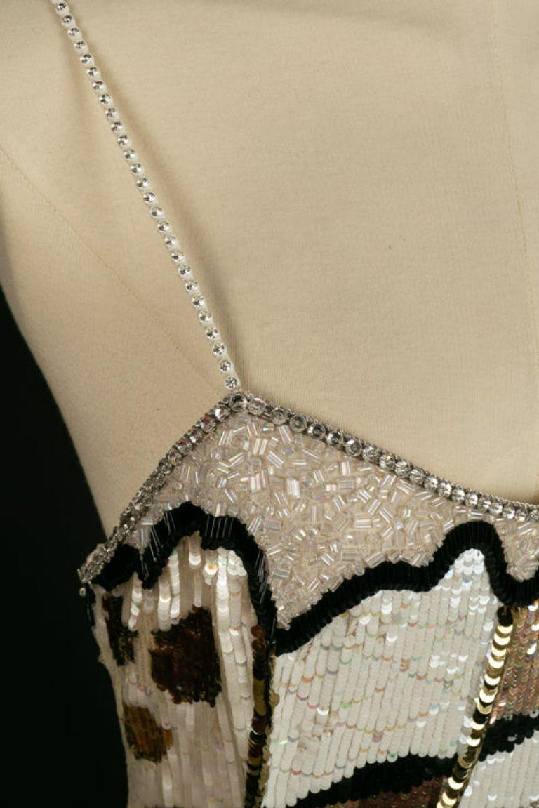 Louis Féraud Robe Haute Couture en mousseline brodée de paillettes Pour femmes en vente